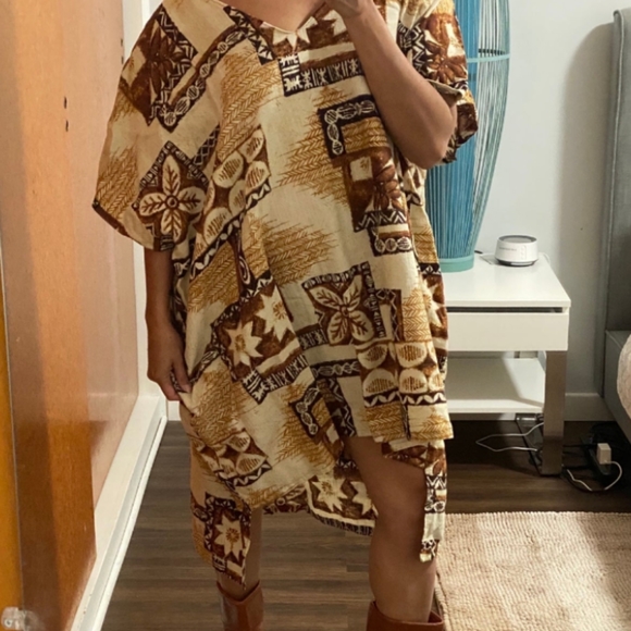 Vintage Tapa Print Oversized Caftan Top - Picture 3 of 5